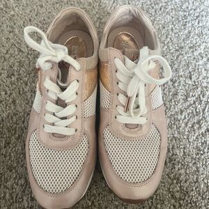 Michael Kors Pink and White Mesh Leather Athletic Sneakers